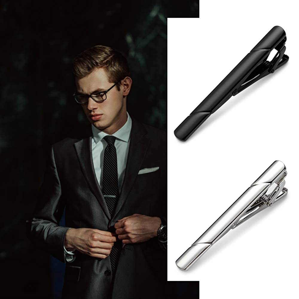 Picture of Cross-Border Temu Clothing Tie Clip, Men's Light Luxury Stainless Steel Tie Clip, Diagonal Pattern, Smooth Surface, High-End Tie Clip