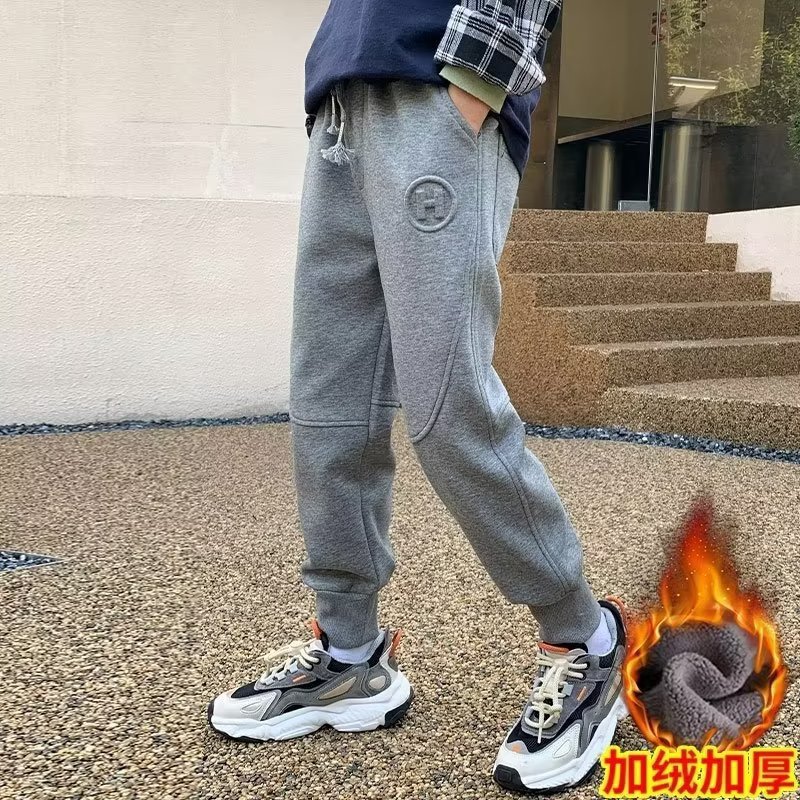 Picture of Boys' Sports Pants Autumn and Winter New Children's Sweatpants Children's Loose Casual Fleece-Lite Pants One-piece Trousers Spring and Autumn