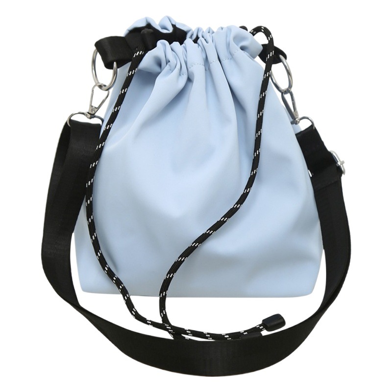 Crossbody Bag Men's Japanese-style Ins Sports Casual Drawstring Bucket Bag Simple All-match Shoulder Bag Nylon Small Backpack for Women