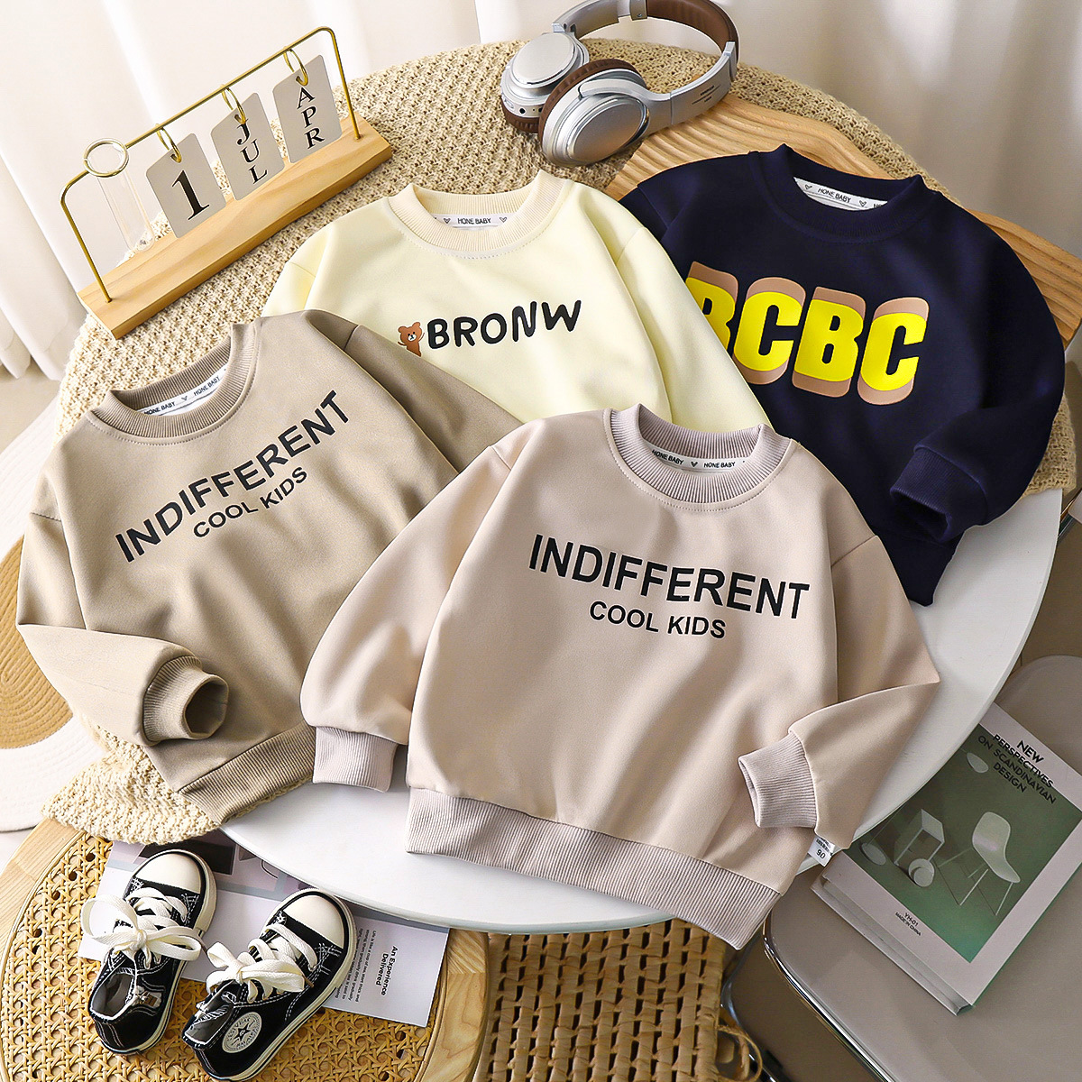 Picture of 2025 Spring & Fall Kidsren's Pullover Sweatshirt Long-Sleeved Korean Style Jacket Sports Casual Loose Top for Boys and Girls