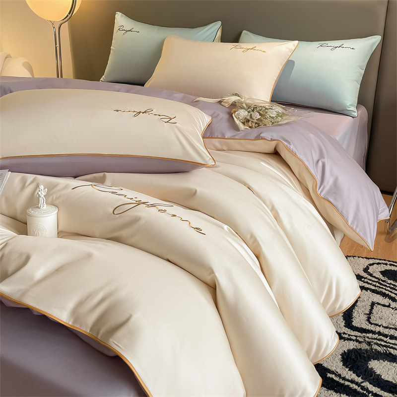 Picture of Light luxury 120 long-staple cotton quilt cover single piece pure cotton quilt cover solid color double-piece quilt cover Nantong bedding