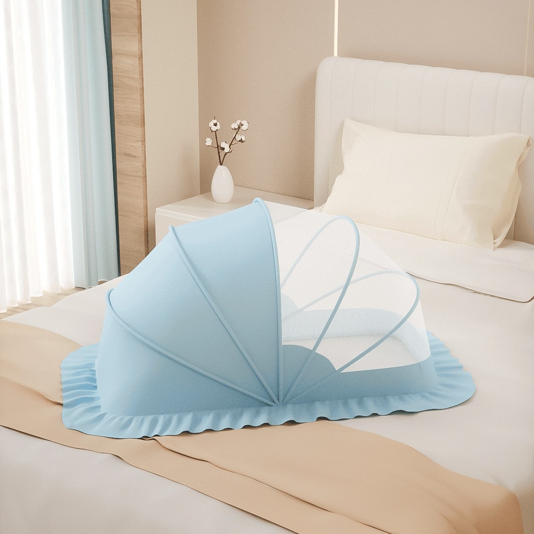 Picture of Baby Mosquito Net, Full-Cover Yurt for Babies, Foldable Universal Crib Mosquito Net for Infants and Toddlers, Light-Blocking