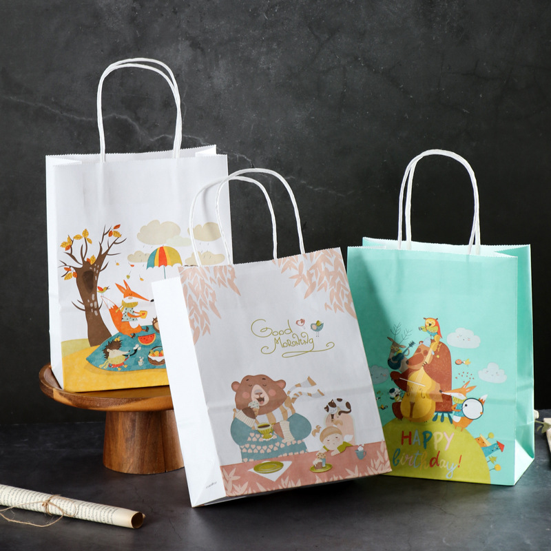 [Small wholesale] cartoon handbag gift bag cute packaging bag gift packaging takeaway paper bag logo