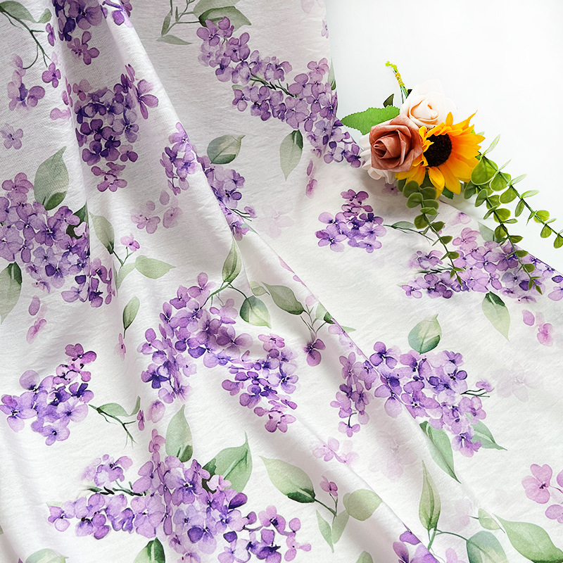 Wisteria flower, new Chinese style digital printed fabric, brocade cotton fabric, cheongsam dress, top, Hanfu fabric