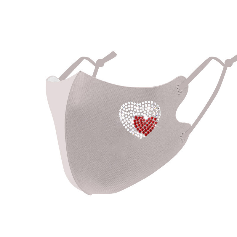 Picture of Trendy Colorful Rhinestone Ice Silk Mask Fashion European and American Style Dustproof Breathable Sun Protection Face Mask with Sparkling Rhinestones Uv Protection