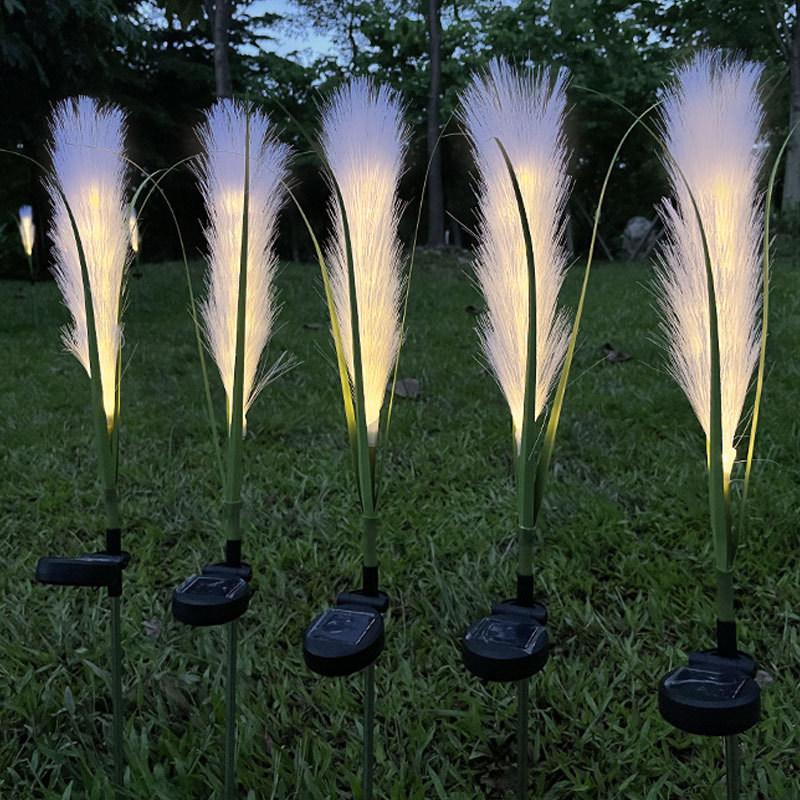 Led Solar Light Fiber Reed Lamp Outdoor Ground Lawn Decoration Waterproof Luminous Energy-Saving Artificial Landscape Lamp