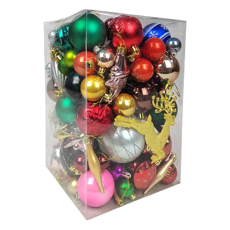 Christmas Balls, 70 Pieces Mixed in a Box, Christmas Decorations, Christmas Tree Ornaments, Pvc Boxed Set, Round Balls