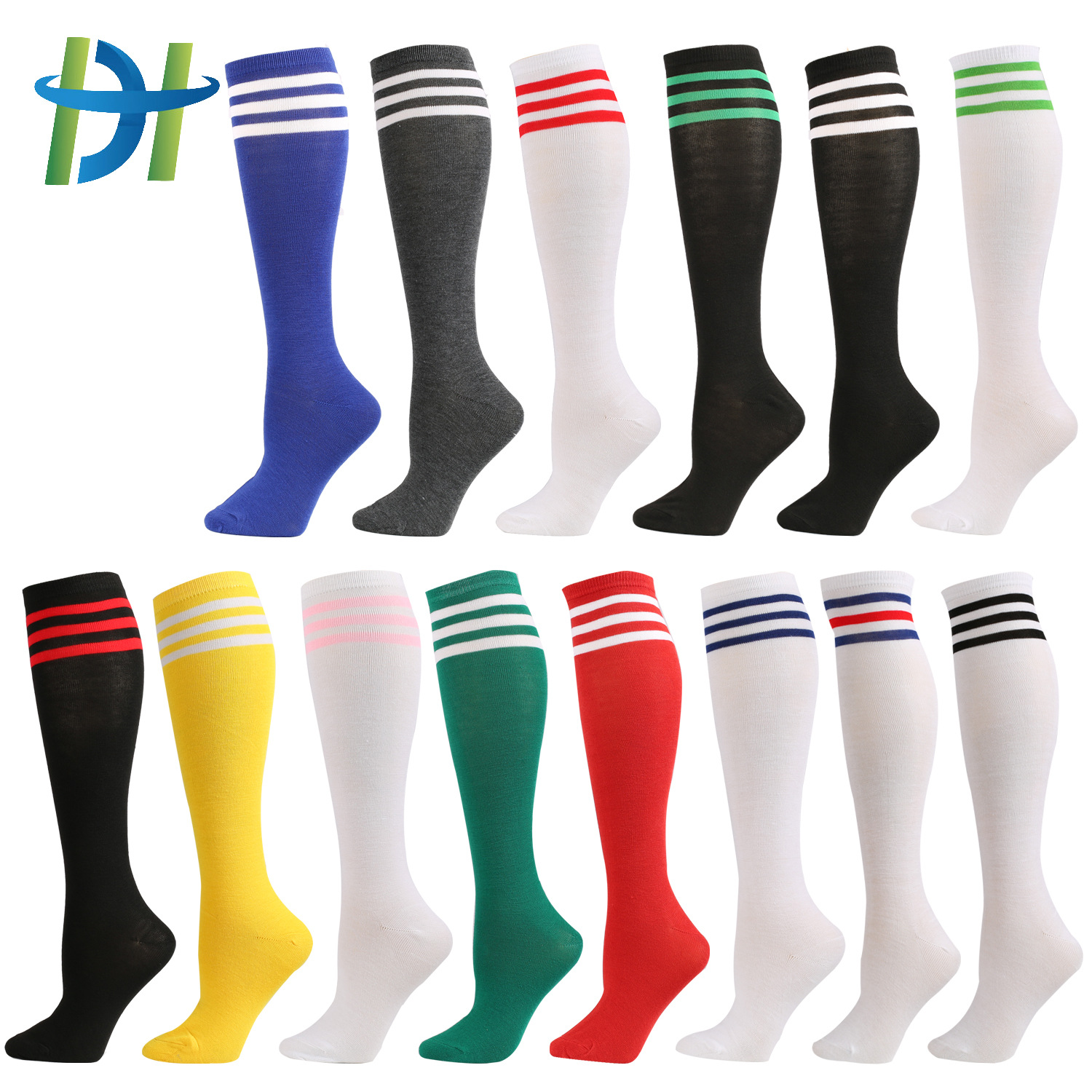 New Three-Stripe Mid-Calf Women's Socks for Dancing Women's Knee-High Socks Striped Splicing Breathable Jacquard Manufacturer Spot Direct Sales