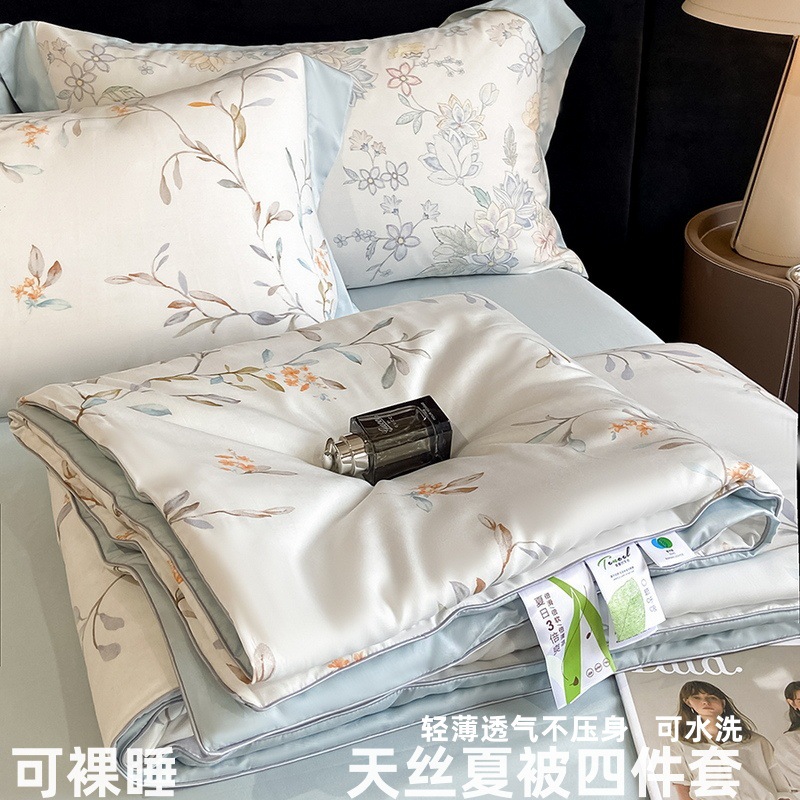 Picture of 2025 New Summer Fresh Summer Quilter Four-piece Light Luxury High-end Tencel Cool Summer Quilter Ice Silk Air Conditioned Quilter