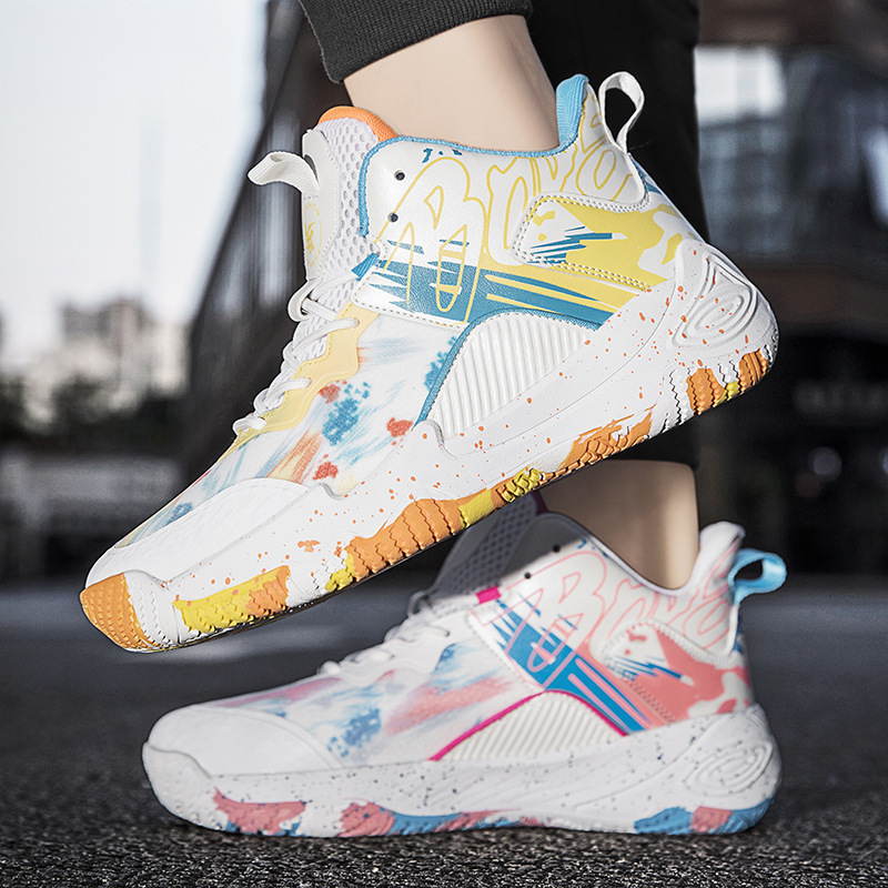 New Mandarin Duck Basketball Shoes Autumn Leather Face Increased Lovers sneaker Basketball Shoes for Men and Women Middle School Students sneaker