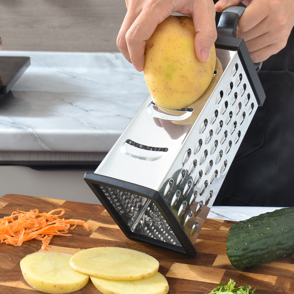 Picture of Hot-selling egg-shaped handle multi-function four-sided planer stainless steel wire cutter black craft grater kitchen tools