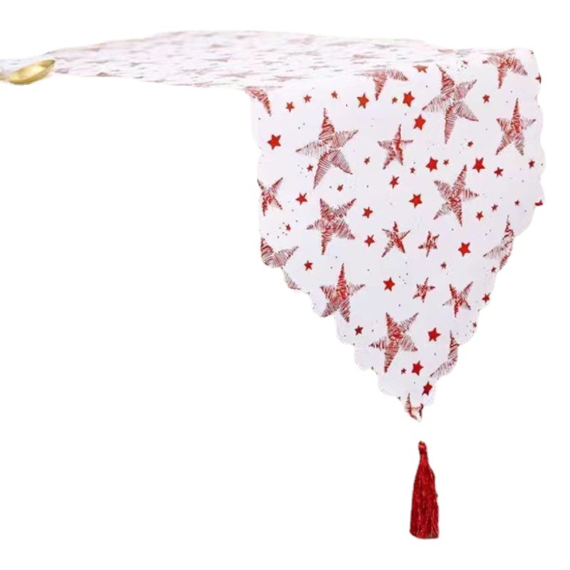 Christmas decoration gilded white table runner creative new European and American style restaurant table dress layout gilded tablecloth