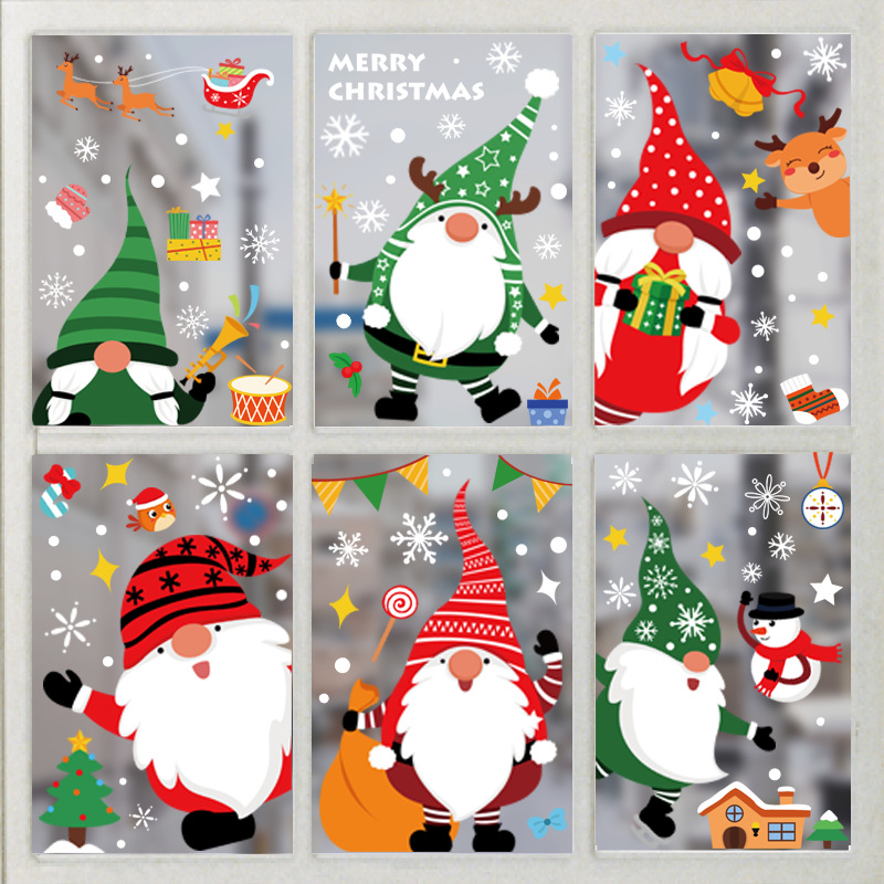 Christmas decorations Amazon explosion Santa Elk static stickers Christmas mall glass window decoration