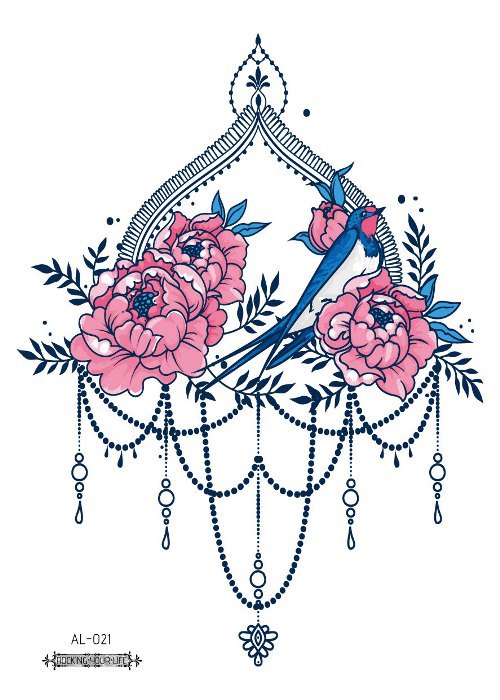 Picture of Cross-border New Waterproof Chest Tattoo Sticker Original Big Figure Sexy Flower Arm Tattoo Sticker Disposable Tattoo Sticker