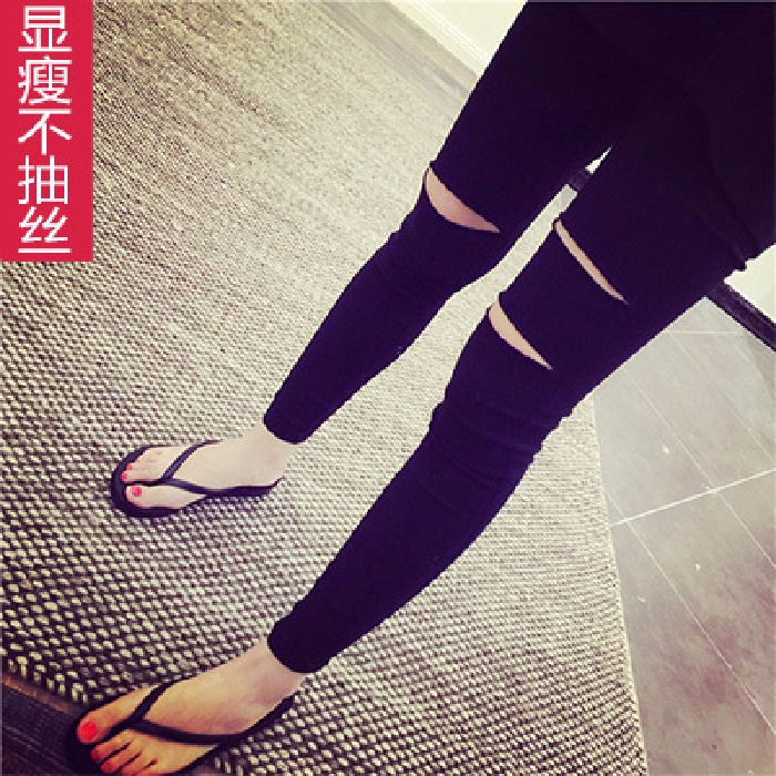 Wholesale leggings women wear autumn new Joker high waist tight ripped feet beggar pants a generation of hair