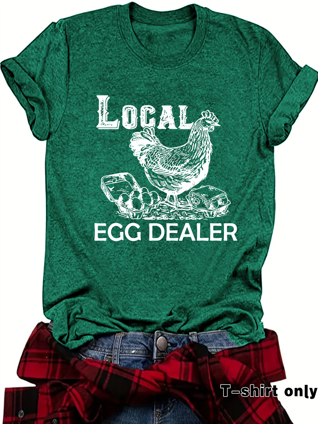 European and American in stock Round Neck Short Sleeve T-Shirt Printed LOCAL EGG DEALER Rooster Summer New Comfortable T-Shirt
