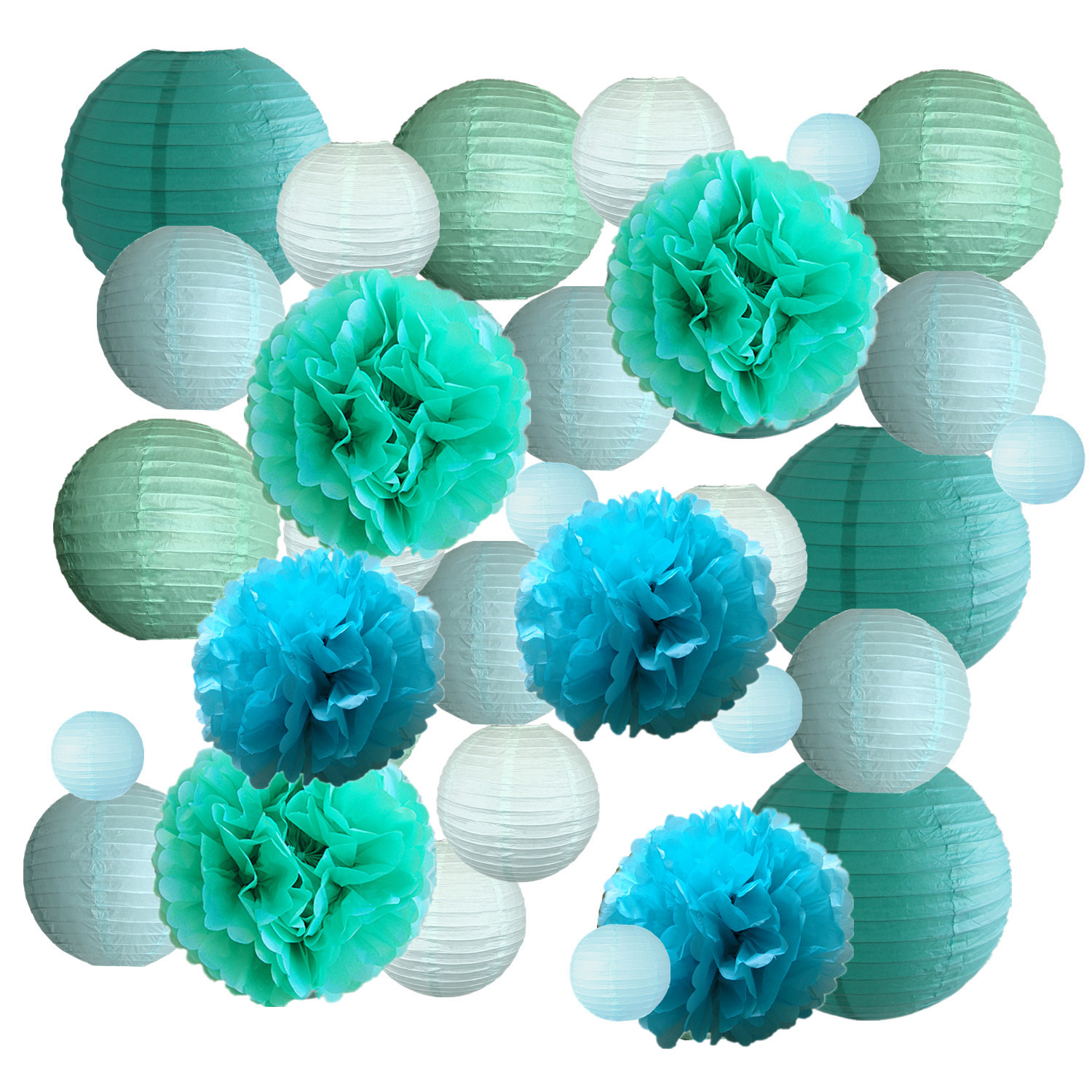 Picture of Spring, Summer, Autumn and Winter Colorfulful Paper Lanterns Round Foldableable Paper Art Combination Set Hanging Lanterns