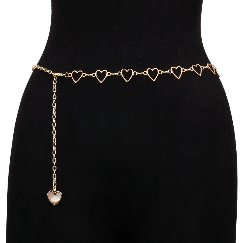 Picture of European and American Cross-Border Jewelry Simple New Cut Out Heart Size Peach Heart Waist Ornaments Cold Style Hip-Hop Pants Chain Waist Chain