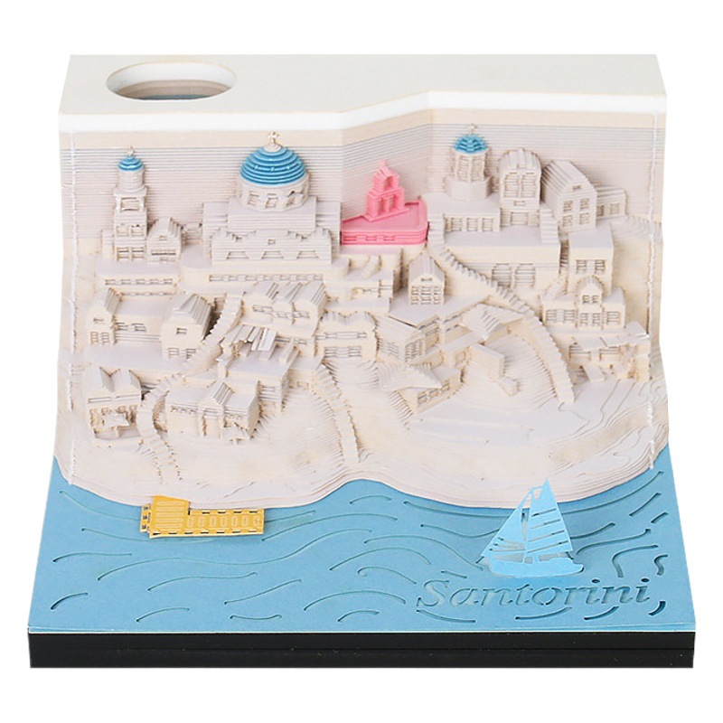 Three-dimensional note paper 3D paper carving hand tear model sticky note INS style cross-border goods to map