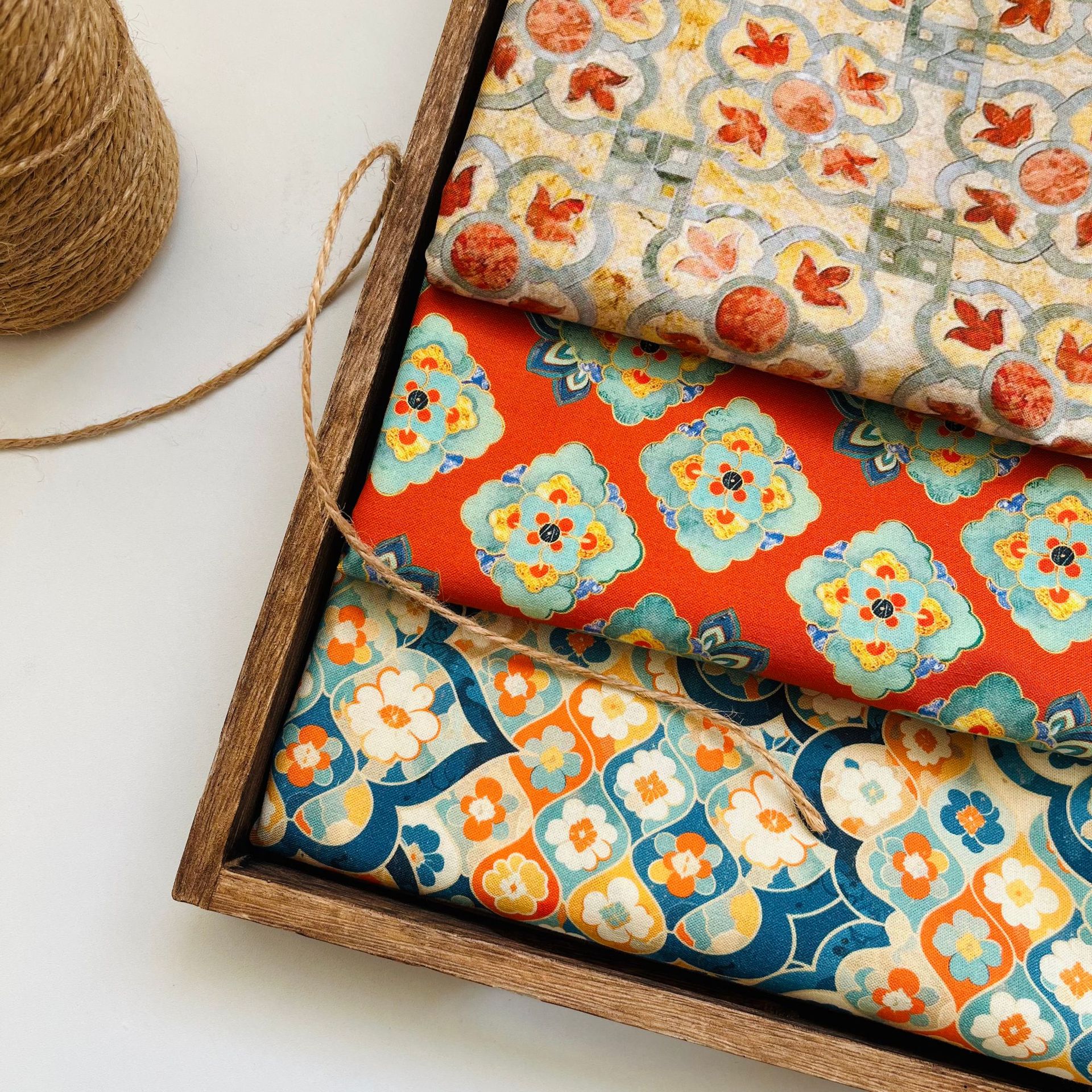 Picture of National style in stock supply cotton 20 cotton linen fabric digital printing children's shirt Hanfu fabric