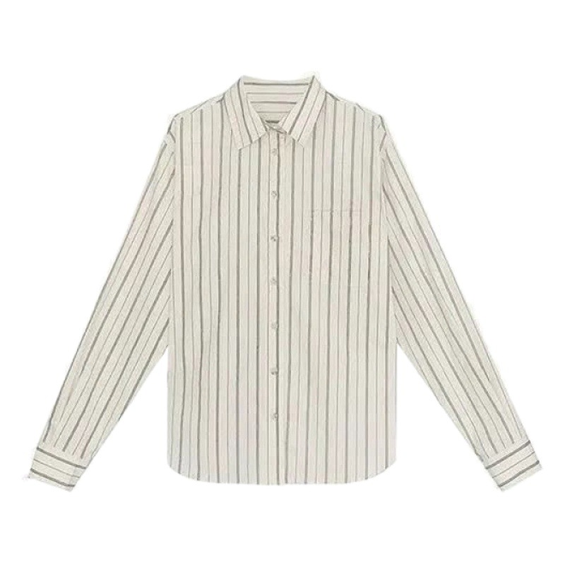 Korean Chic Hong Kong Style Stripesd Shirt Women's Shirt 2025 Spring and Autum Design Elegant Niche Long-Sleeved Top