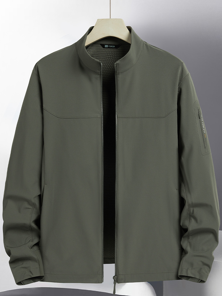 25 Spring and Summer New Single Layer Collar Windbreaker Men's Business Casual Outdoor Sports Windproof Waterproof Collar Jacket Coat
