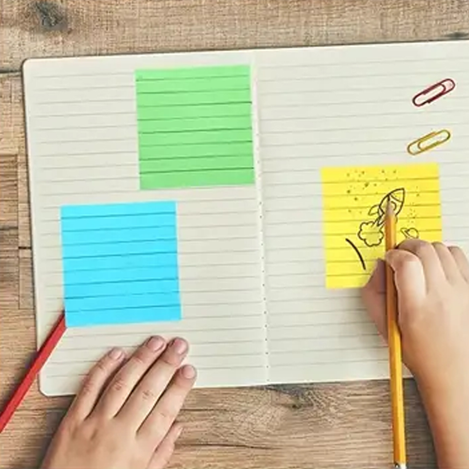 Picture of In stock fluorescent horizontal sticky note color line note paper student office N times stickers