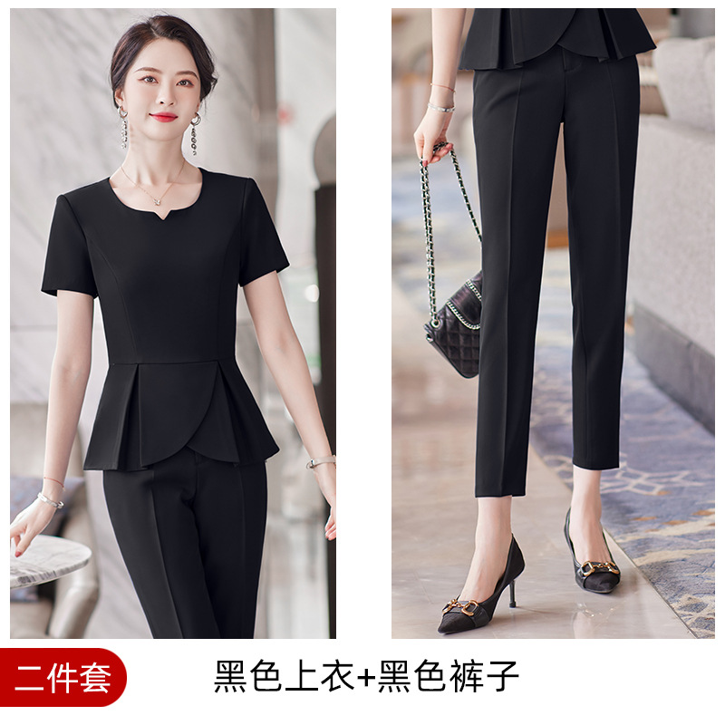 Picture of Professional Suit Women's Summer Short-sleeved Beauty Salon Front Desk Tooling Hotel Restaurant Attendant Stewardess Uniform Work Clothes