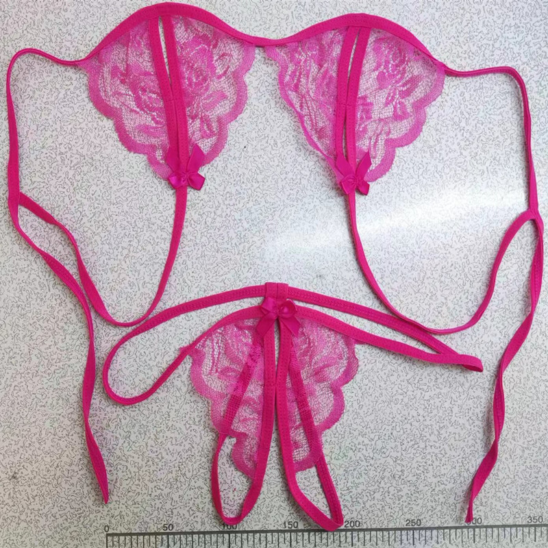 Picture of A large number of wholesale crotch-free single bow fun lace underwear women's sexy passion thong large size T pants