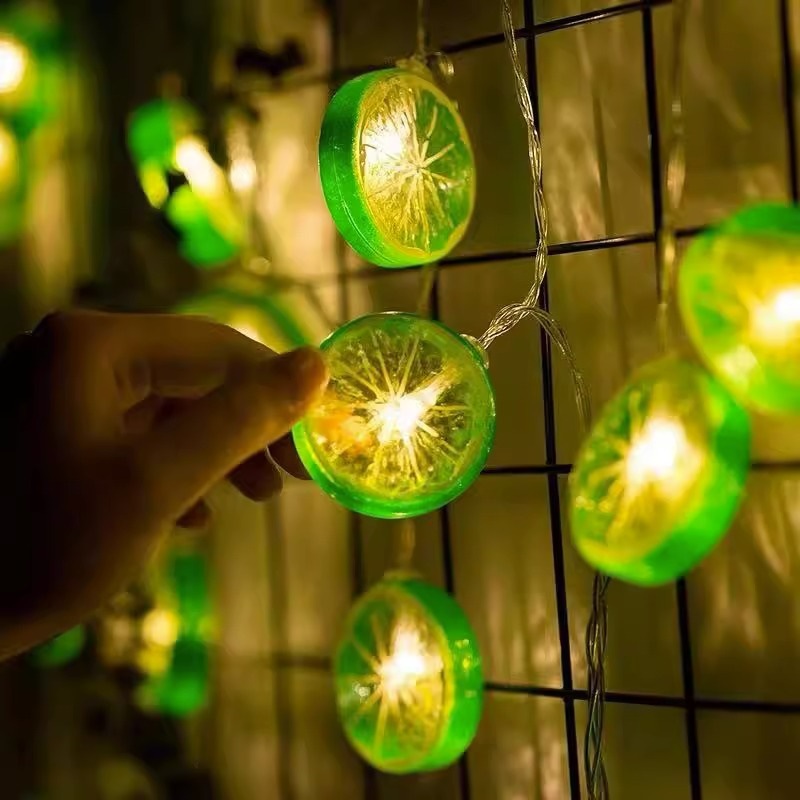 LED Lemon Shaped Light String Summer Fruit Decorative Light Internet Celebrity Small Colored Light Stall Night Market Bedroom Atmosphere Light