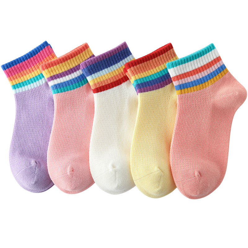 Picture of Boneless girls' socks summer thin children's mesh socks little girls boys sports socks medium and large children's sports socks