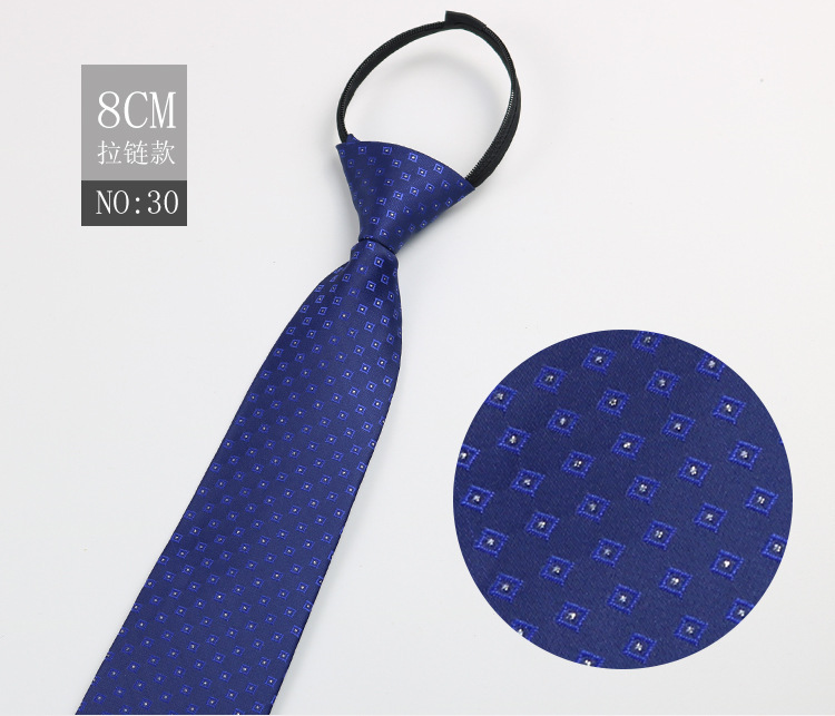 Picture of Factory Black Men's Tie Striped Blue Business Tie Lazy People Knot Free Zipper Tie in stock Wholesale