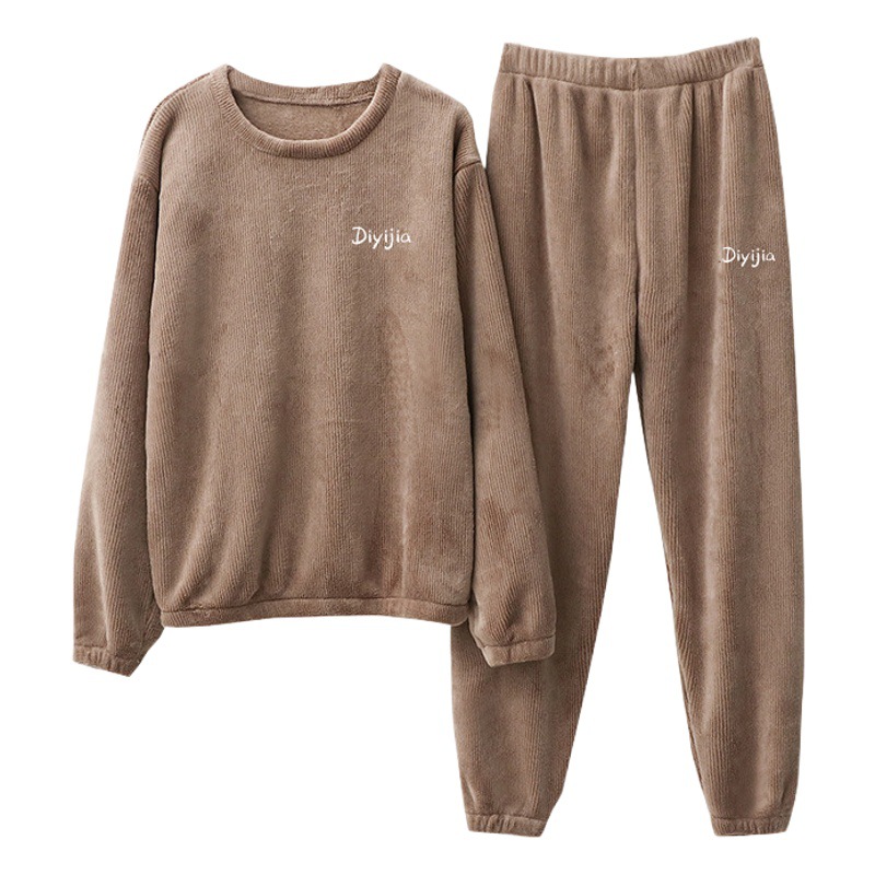 Fairy Warm Pants Pajamas Women's Winter Thickened Coral Fleece Home Clothes Autumn Outer Wearing Loose Warm Long-Sleeved suit