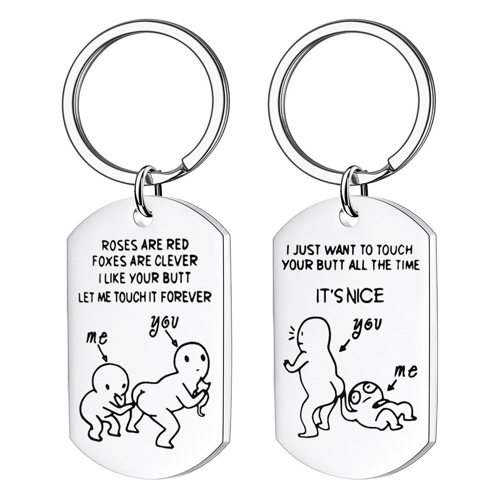 2023 Amazon New Stainless Steel Military Brand Keychain Couple Jewelry Pendant Gift Jewelry Funny Valentine's Day