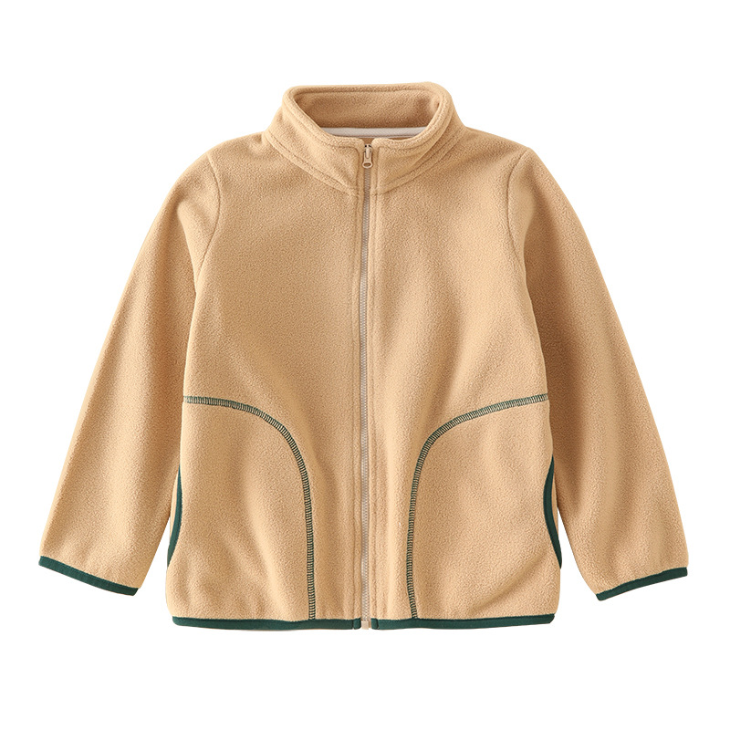 Picture of Autumn and Winter Girls' Coat Polar Fleece Boys' Warm Top All-match Middle-aged Children's Zipper Shirt Outerwear Children's Wear