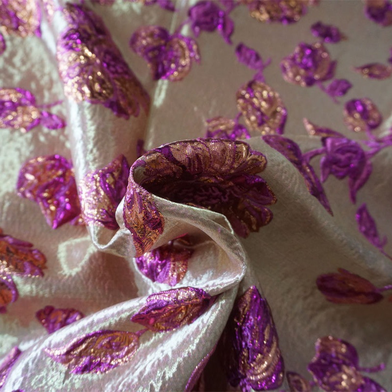 New Woven Blister Embossed Floral Clusters Multicolor Jacquard Fabric Women's dress Dress Bag Clothing