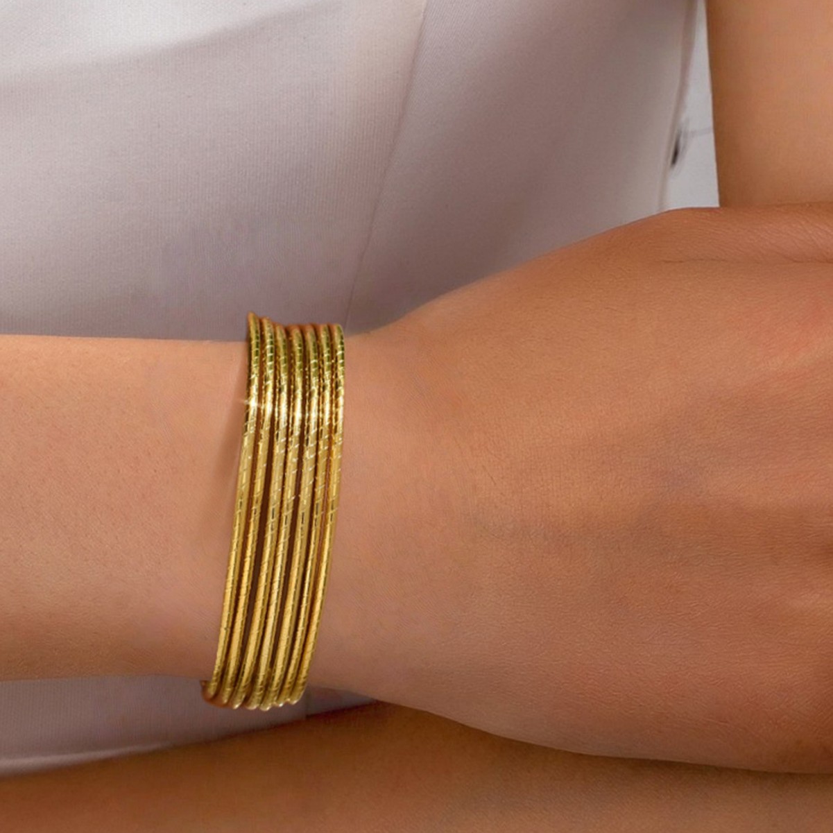European and American Cross-Border Supply Geometric Hollow Ring Bracelet Stacking Set Simple Temperament Summer Bracelet Jewelry Niche