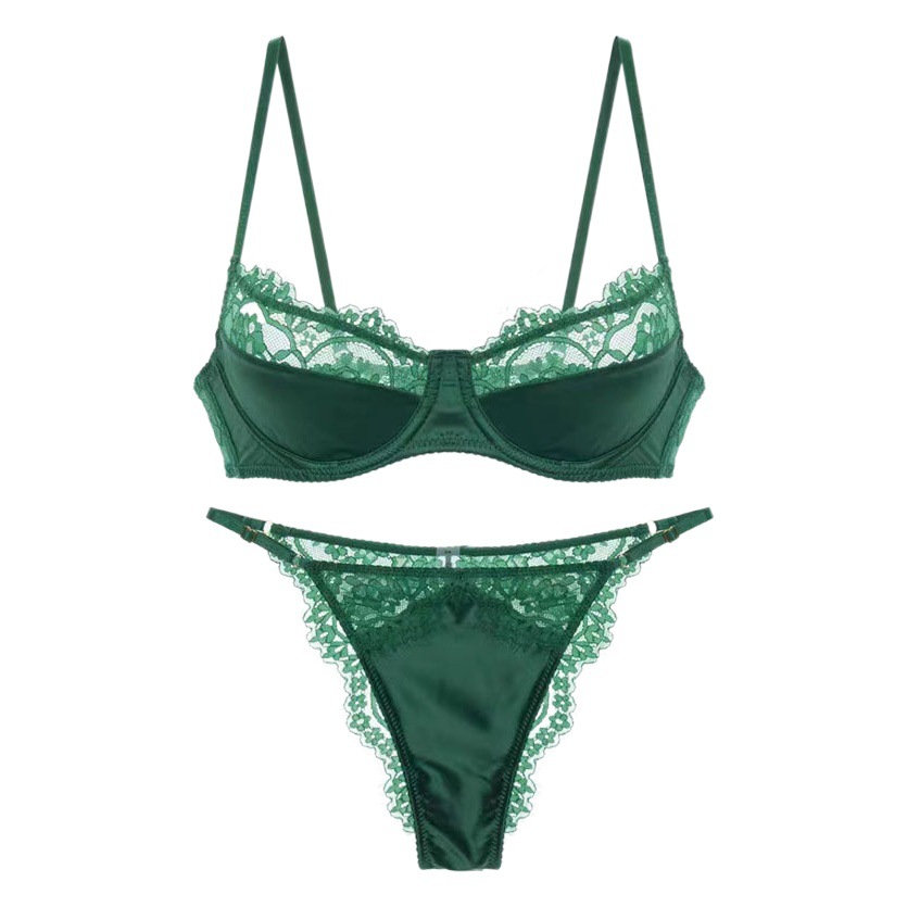 Foreign Trade Summer Sexy Lace Underwear Women's Big Chest Small European and American Thin French Bra suit Gathering Anti-sagging