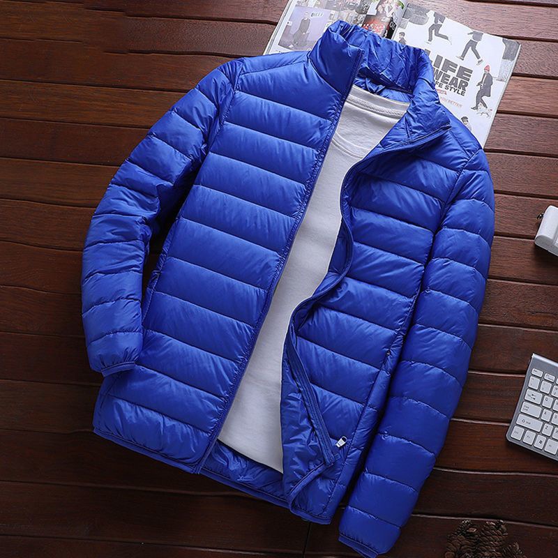 Picture of Brand Handle Autumn and Winter Lightweight fleece-lined Cotton-padded Jacket Men's Short Vertical Collar Hooded Middle-aged and Elderly Lightweight Thin Broken Coat
