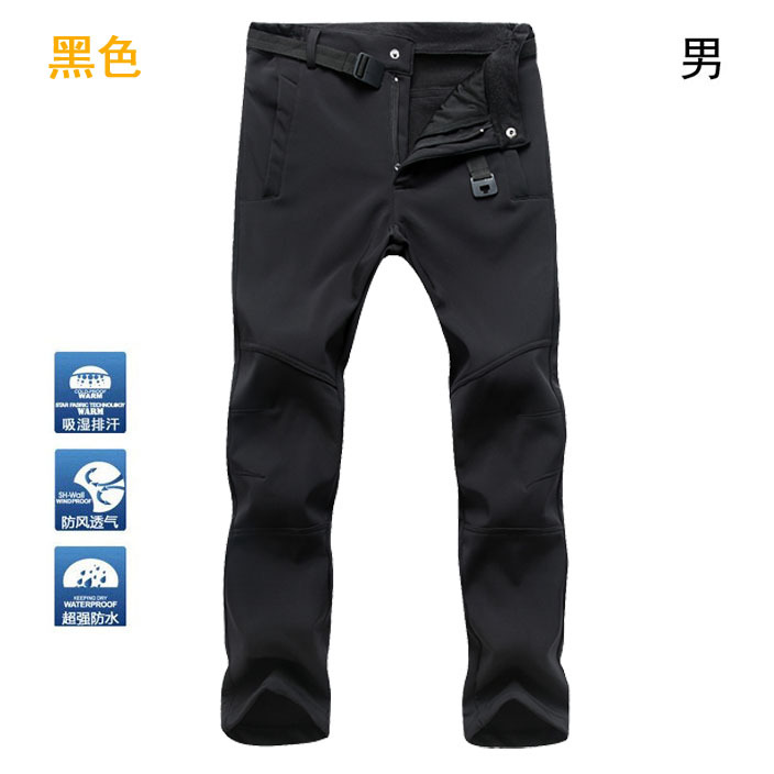 Picture of Outdoor Sports Rush Pants Men's Slim-fit Thickened Autumn and Winter Large Size Windproof Soft Shell Fleece Ski Climbing Pants Women
