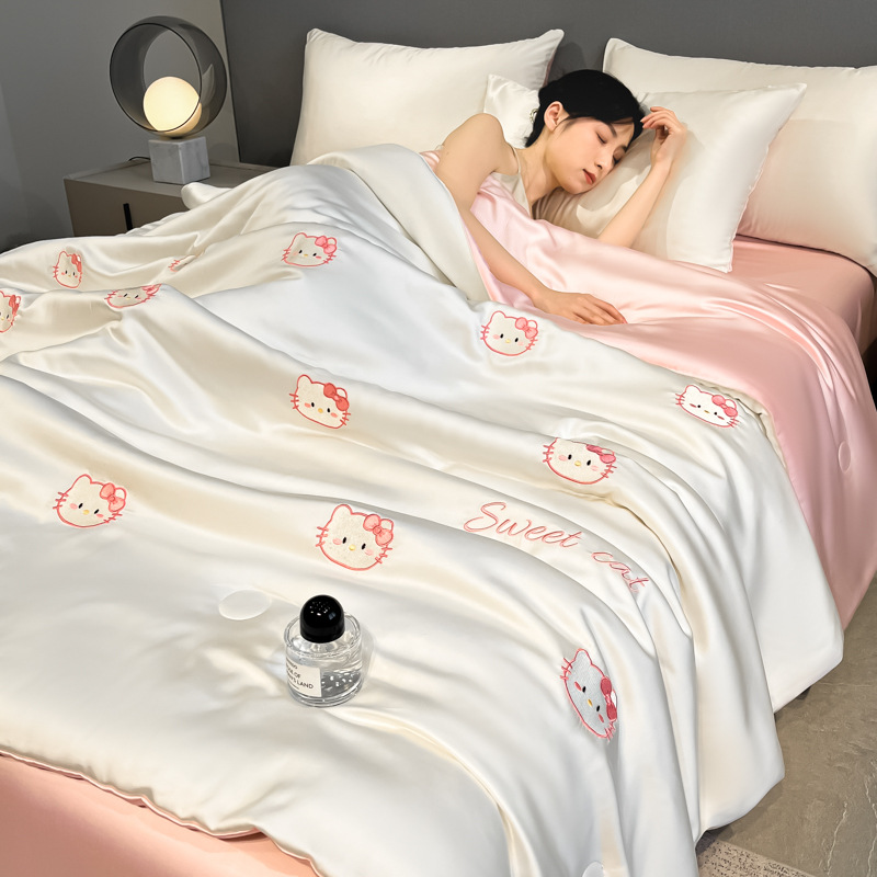 Summer Cool Ice Silk Summer Quilt Four-Piece Air-Conditioned Quilt Machine Washable Student Dormitory Thin Quilt