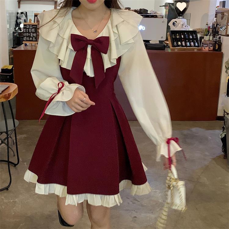 Princess Style Cute Dress for Women 2025 Spring & Fall New Style Small Fresh Bow Suspender Pleated Skirt Two-Piece Set