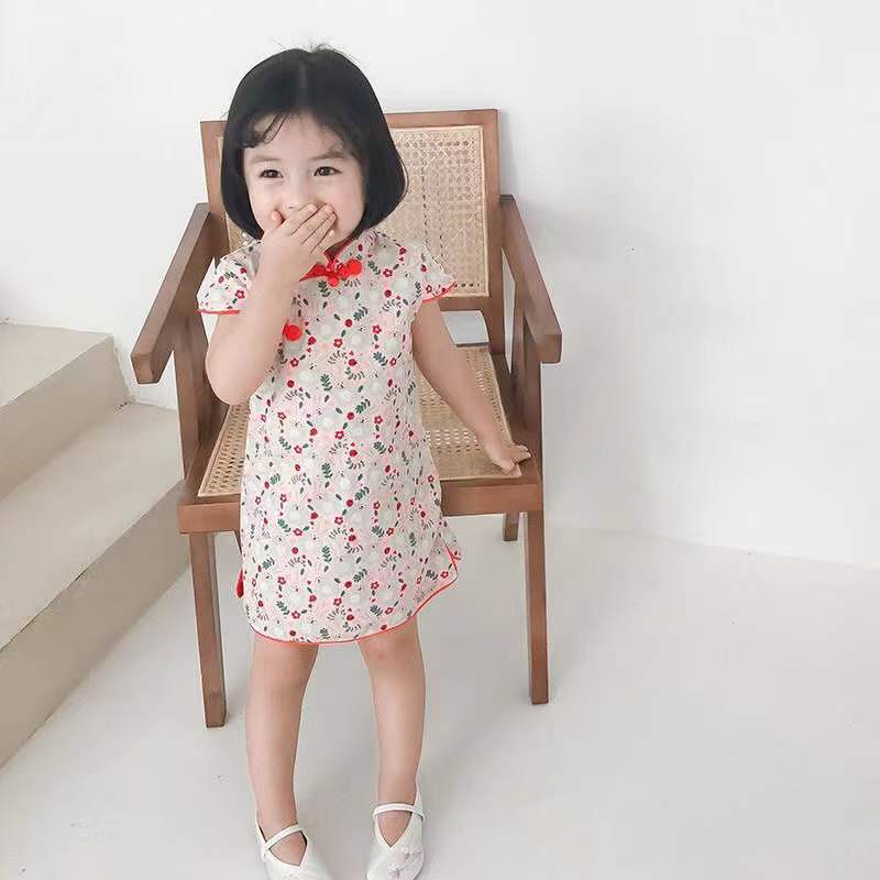 Picture of Girls Cheongsam Children Cheongsam Summer Little Girl Cheongsam Dress Chinese Style Retro Dress Baby Girl Princess Dress