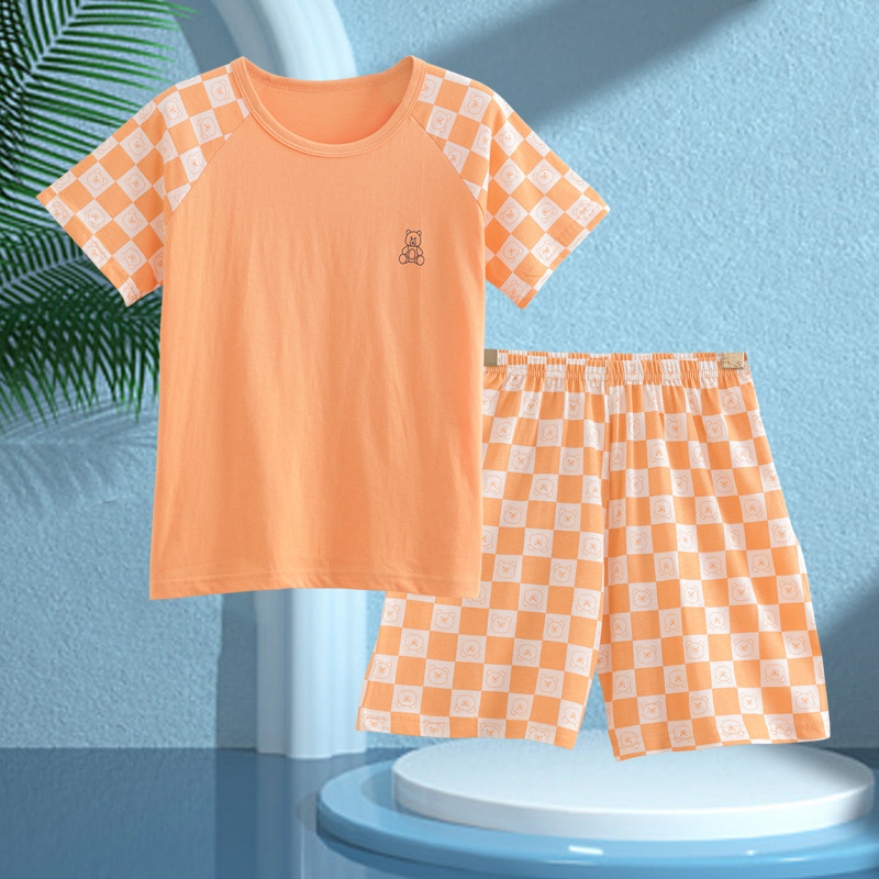 Picture of Boys' Pajamas Children's Summer Pure Cotton Short-sleeved Shorts Girls' Thin Home Clothes suit Big Children's Boys' Air-conditioning Clothes