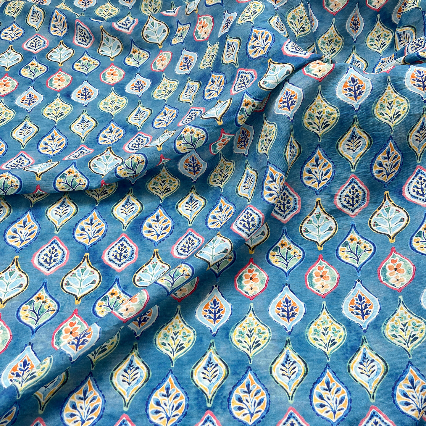 New Chinese Style Leaf Pattern Ethnic Style Digital Printed Fabric Brocade Cotton Fabric Cheongsam Dress Top Han Dynasty Fabric