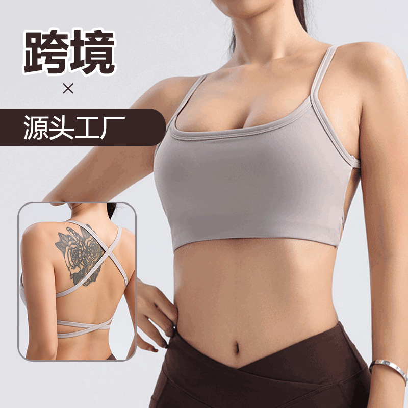 Cross-border European and American Breathable New Fabric Yoga Bra Running Sports Underwear Beauty Back Fitness Top Yoga Clothing Factory