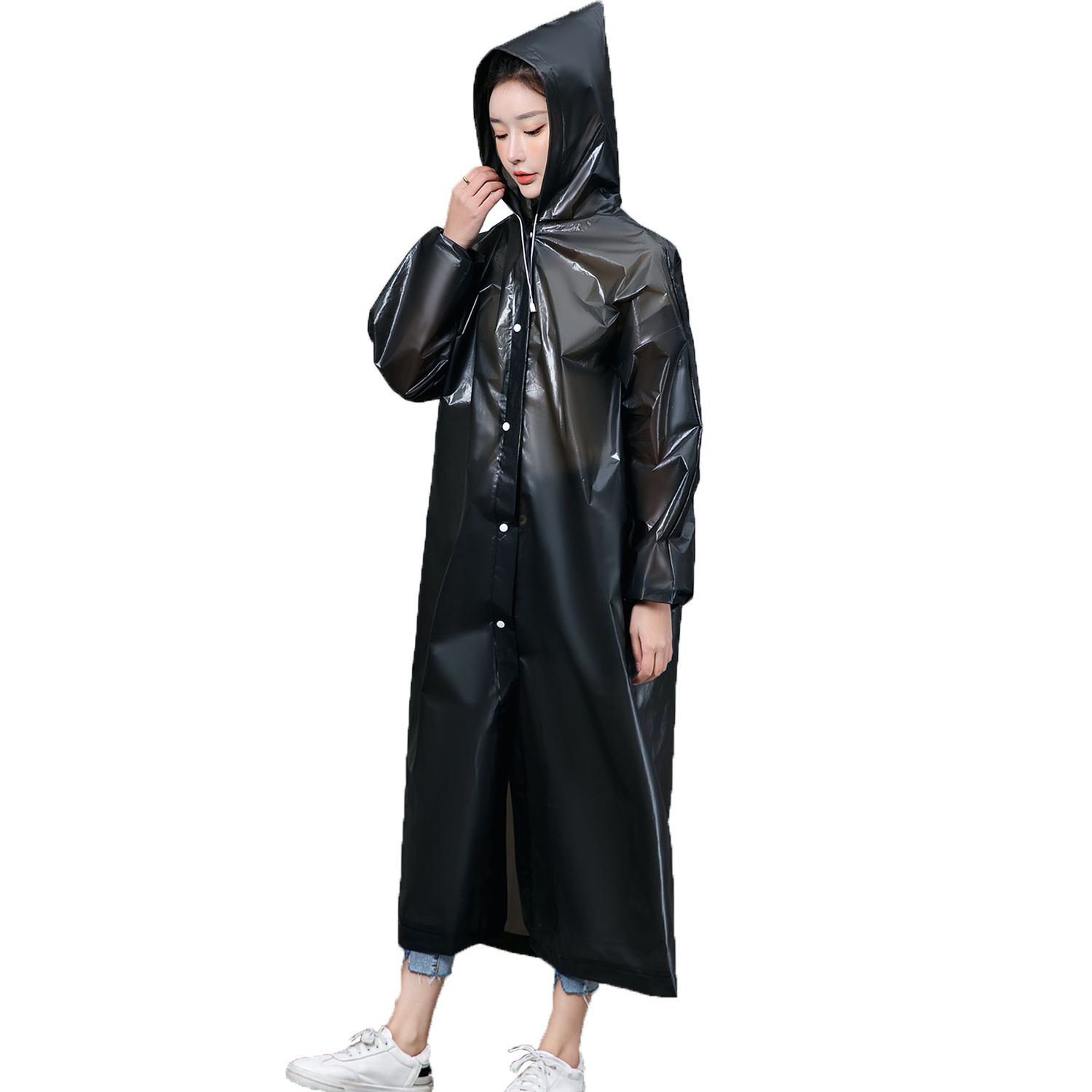 Picture of Thickened Disposable Raincoat Adult Frosted Unisex Eva Outdoor Lightweight One-Piece Extended Poncho Logo