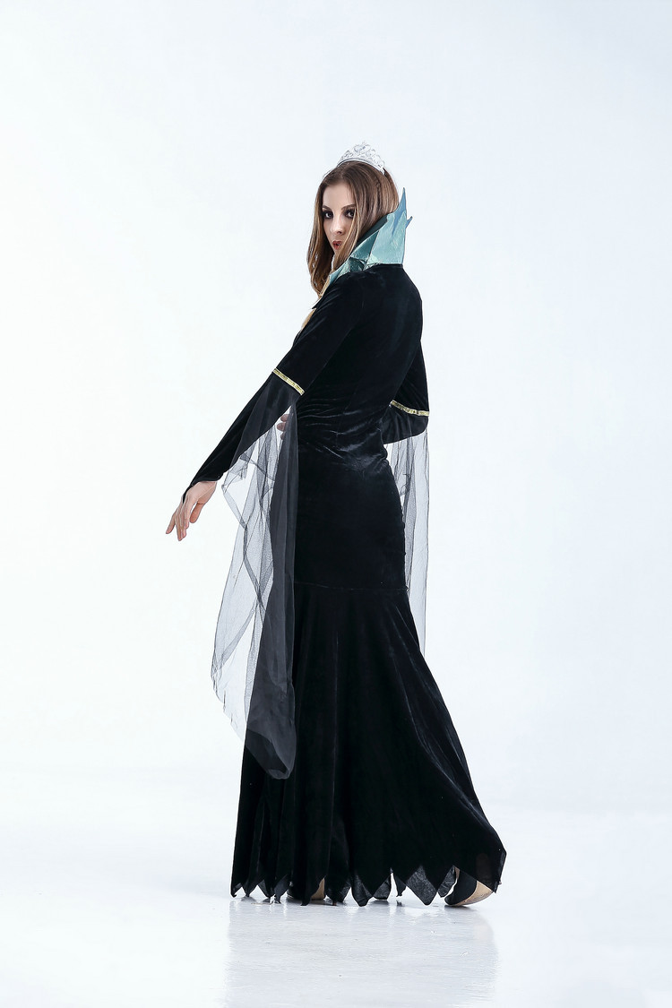 Picture of Black Vampire Witch Long Dress Fancy Dress Ball Evening Dress Ghost Festival Halloween Witch Queen Dress Performance Dress