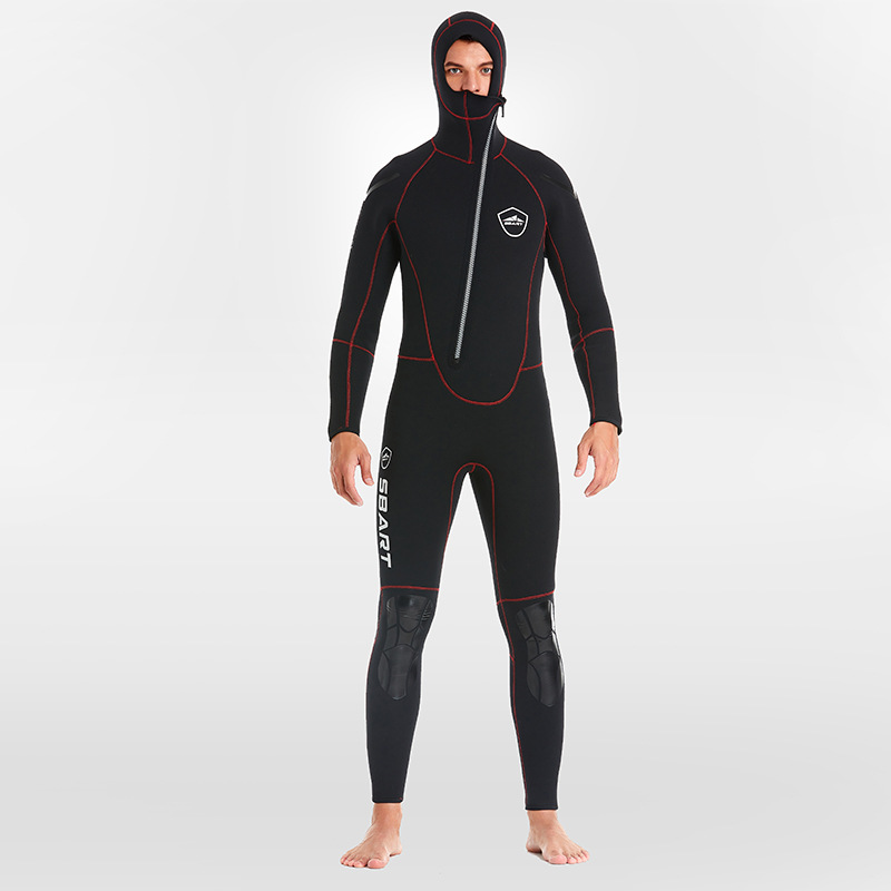 Picture of Shabbat New 5MM Diving Suit Men's Thickened Warm Hooded Fish Hunting Suit Winter Swimming Swimming Equipment Surfing Wet Suit