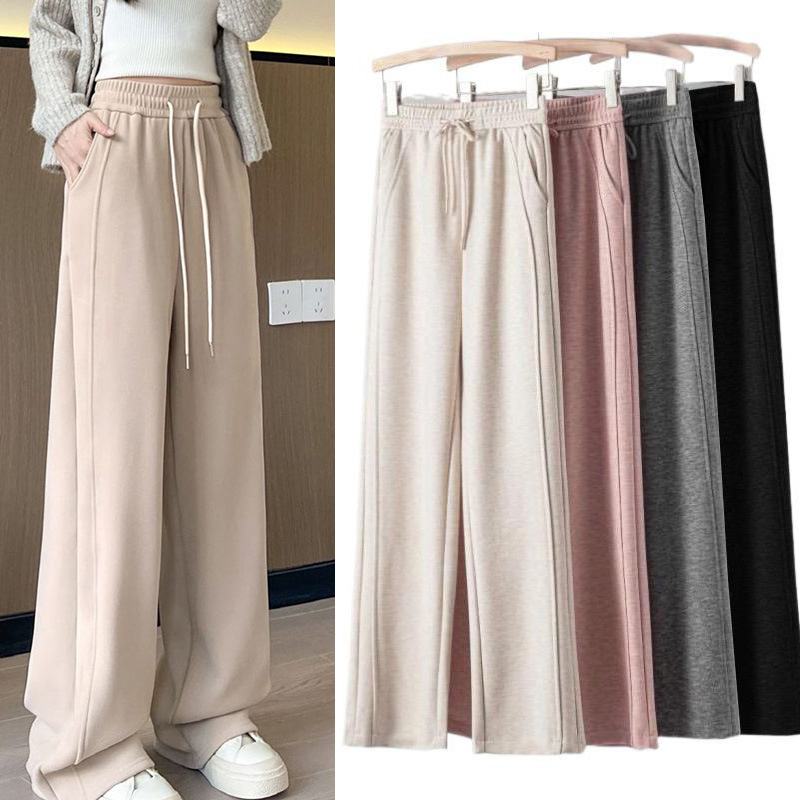 Thickened Fleece-Lined Women's Sweatpants Autumn and Winter 2025 New Straight Loose Banana Pants Casual Pants Wide-Leg Pants Cross-Border Y